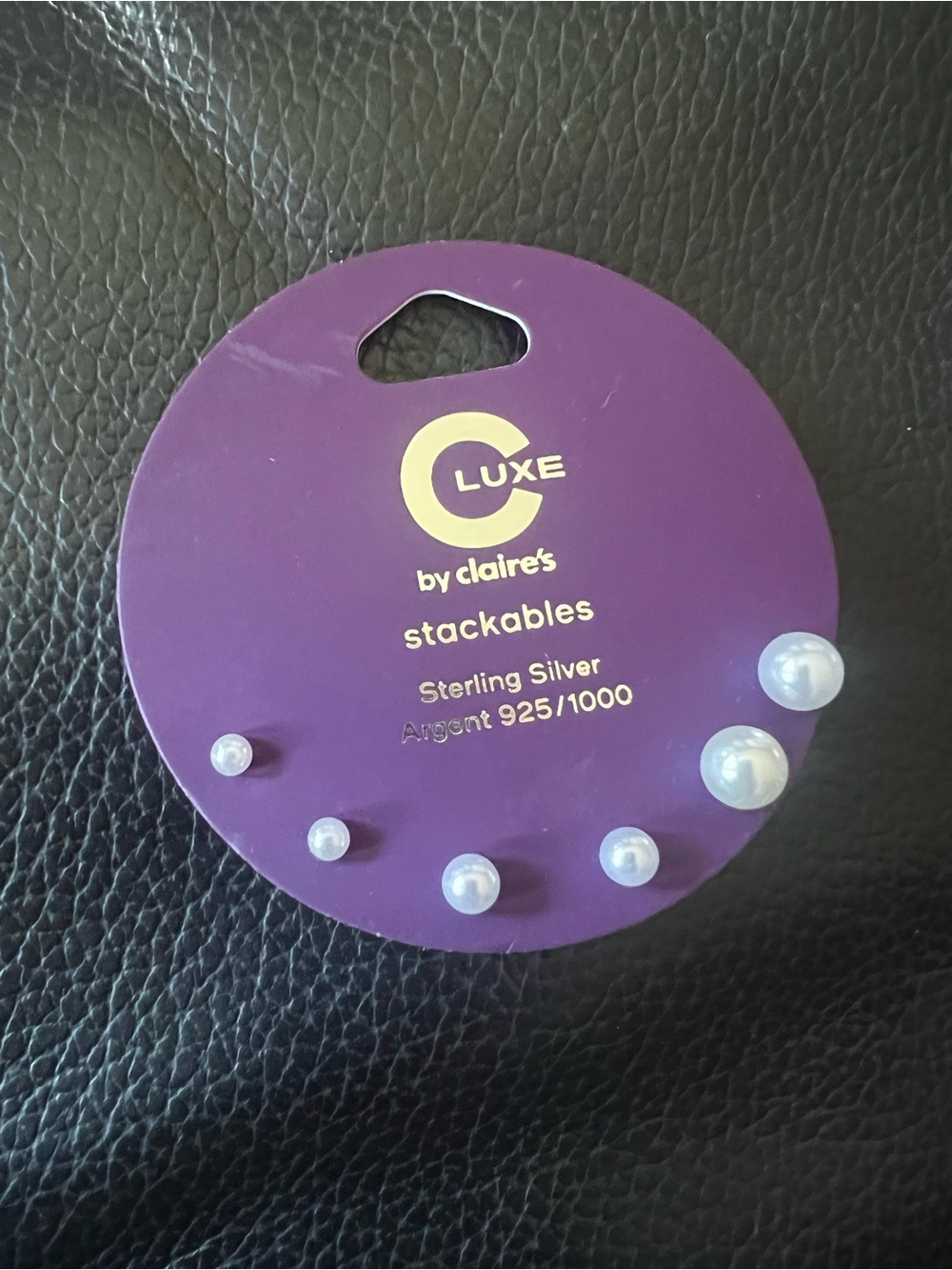 Claire's Luxe Stackable Pearl Stud Earring Set — Purple & White